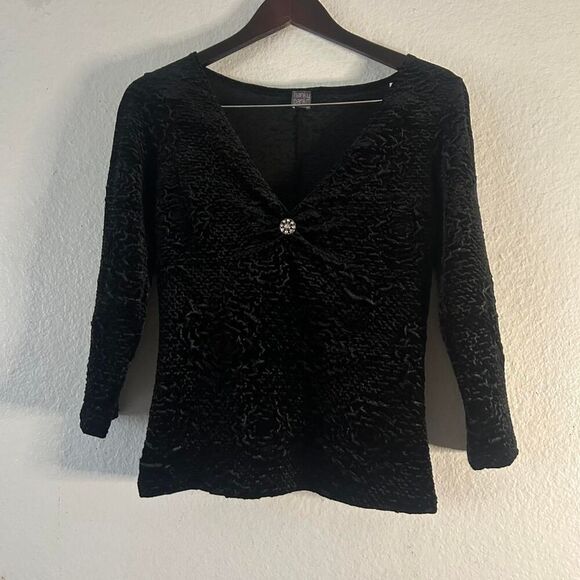 Revolve Hanky Panky Women's Black Blouse Medium Velvet Whimsigoth 90s - Picture 1 of 7